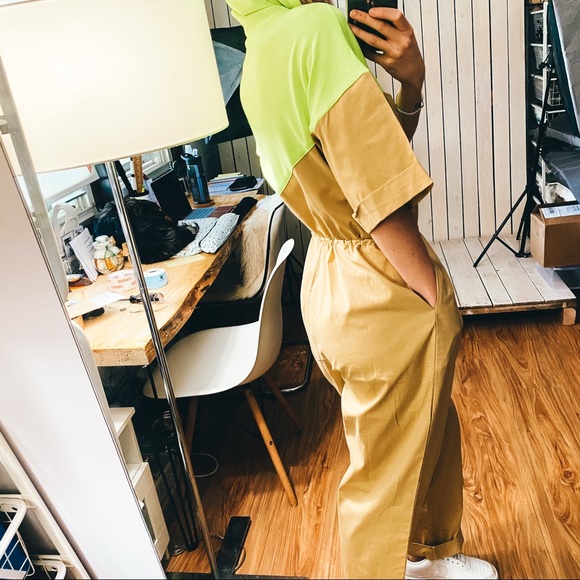Rehab Lab | Beige & Yellow Coveralls Jumpsuit NWT - Picture 6 of 14